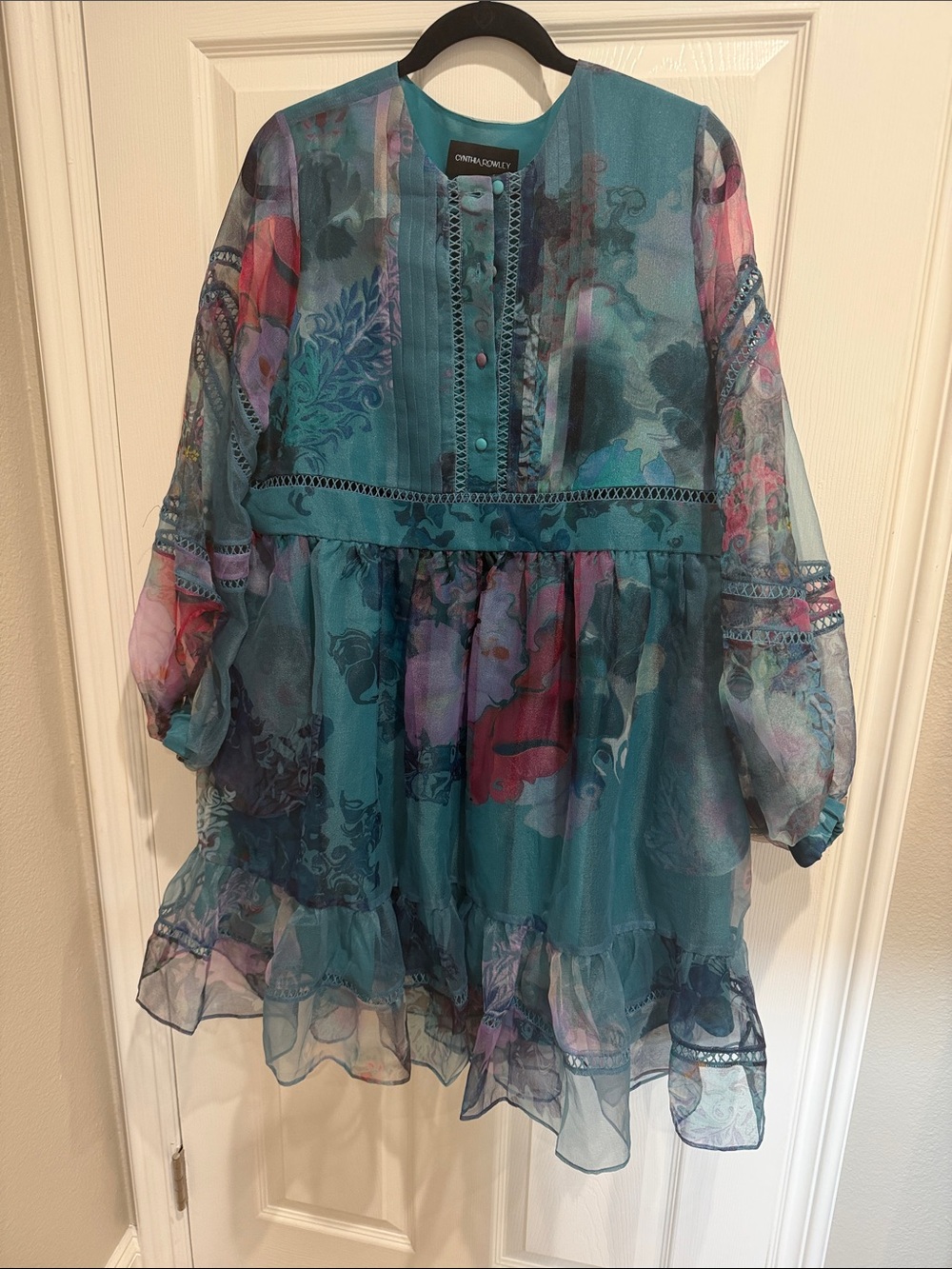 Cynthia Rowley Teal Multi-Color Floral Mini Dress